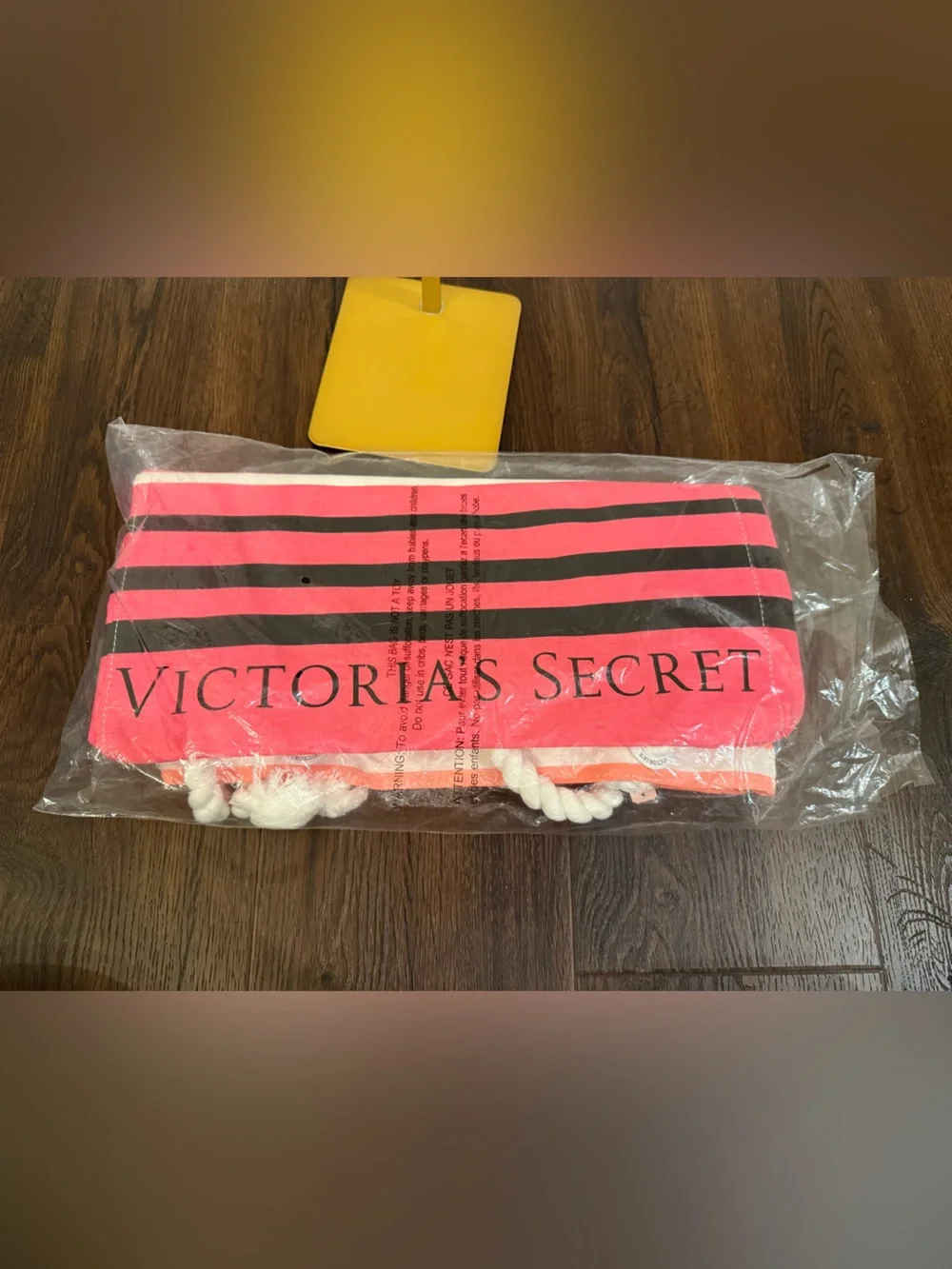 Victoria's Secret Coral & White Striped Tote